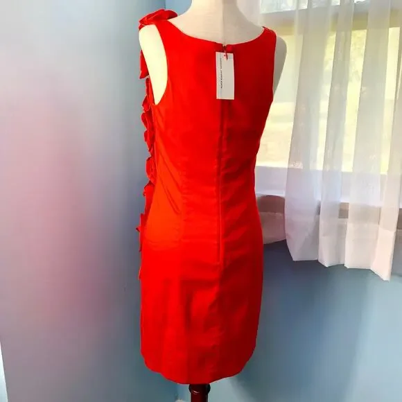 NWT Seamline Cynthia Steffe Red Sleeveless Sheath Dress with Ruffle Size 0 - Picture 4 of 9